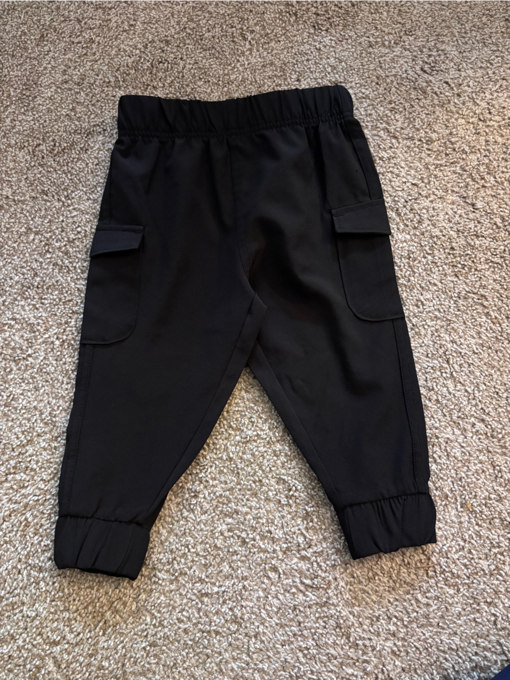 Kids Black Cargo Jogger Pants 12M